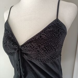 Lucky Brand Crochet Detailed Tank, Size XS (2-4), Faded black